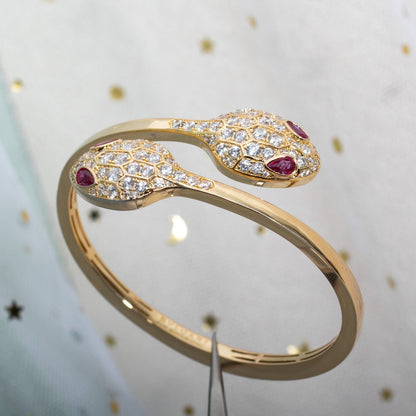 DIANA SERPENTI BRACELET PINK GOLD DIAMOND DOUBLE SNAKE
