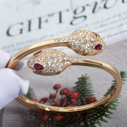 DIANA SERPENTI BRACELET PINK GOLD DIAMOND DOUBLE SNAKE