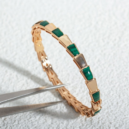 DIANA SERPENTI BRACELET PINK GOLD MALACHITE