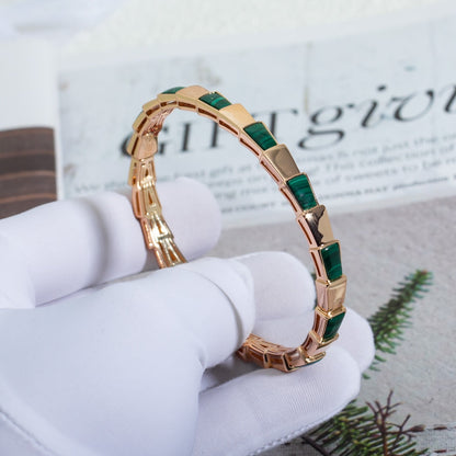 DIANA SERPENTI BRACELET PINK GOLD MALACHITE