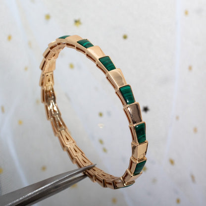 DIANA SERPENTI BRACELET PINK GOLD MALACHITE