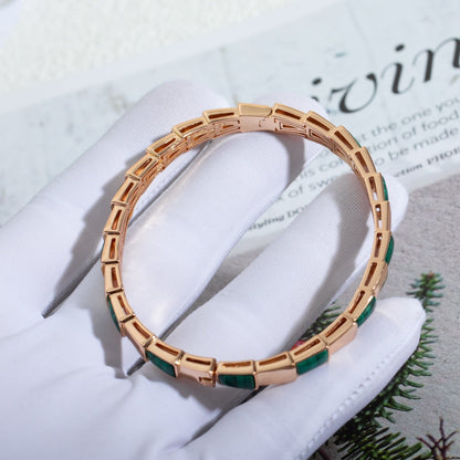 DIANA SERPENTI BRACELET PINK GOLD MALACHITE