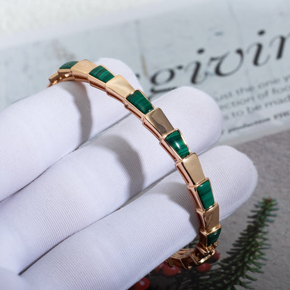 DIANA SERPENTI BRACELET PINK GOLD MALACHITE