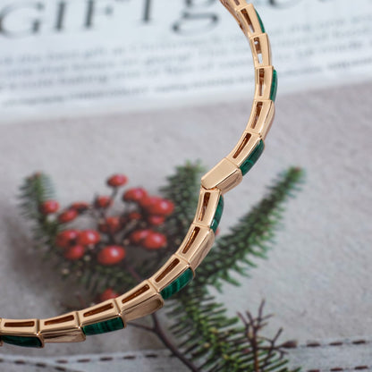 DIANA SERPENTI BRACELET PINK GOLD MALACHITE