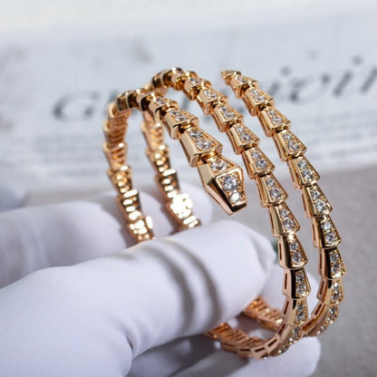DIANA SERPENTI BRACELET PINK GOLD DIAMOND DOUBLE ROW