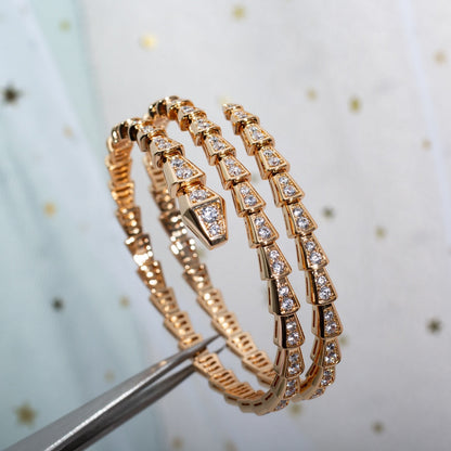 DIANA SERPENTI BRACELET PINK GOLD DIAMOND DOUBLE ROW