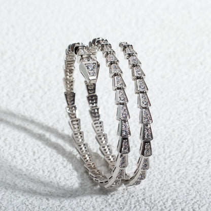 DIANA SERPENTI BRACELET SILVER DIAMOND DOUBLE ROW