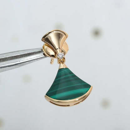 DIANA DREAM MALACHITE PINK GOLD EARRINGS