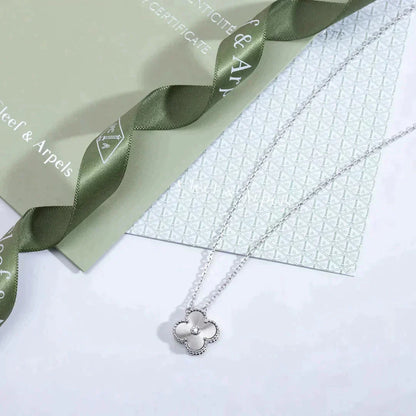 DIANA CLOVER  15MM DIAMOND LASER NECKLACE SILVER