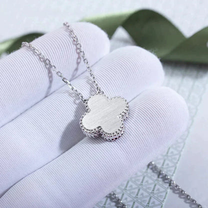 DIANA CLOVER  15MM DIAMOND LASER NECKLACE SILVER