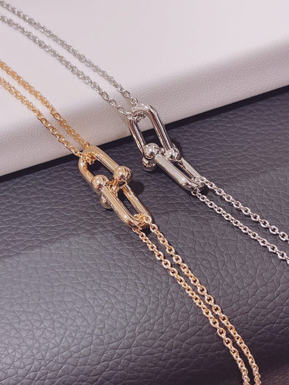 HARDWEAR DOUBLE LINK PEDANT SILVER NECKLACE
