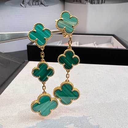 DIANA CLOVER MALACHITE 3 MOTIFS OR 