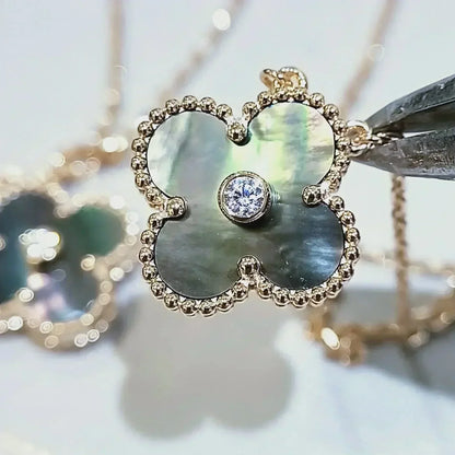 DIANA CLOVER 15MM DIAMOND AND MOTHER-OF-GREY NECKLACE
