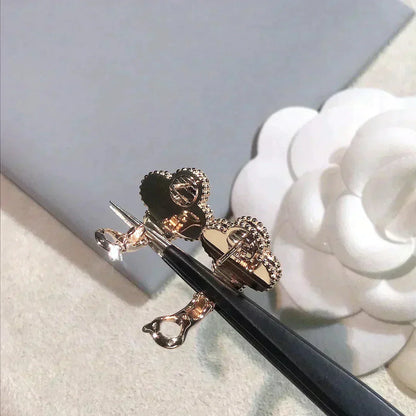 CLOVER MEDIUM 1 MOTIFS  PINK MOP DIAMOND EARRINGS