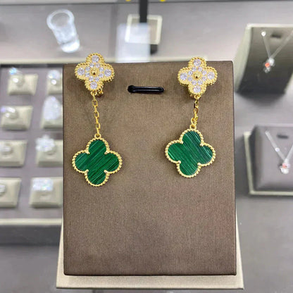 CLOVER  2 MOTIFS  DIAMOND  EARRINGS (MULTIPLE CHOICESç´