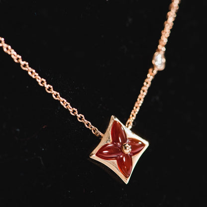 DIANA STAR NECKLACE PINK GOLD 1 DIAMOND