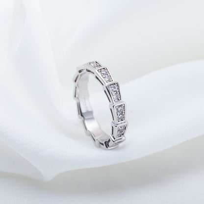 DIANA SERPENTI RING SILVER DIAMOND PAVED 3MM