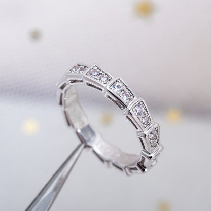 DIANA SERPENTI RING SILVER DIAMOND PAVED 3MM