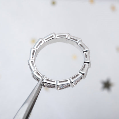 DIANA SERPENTI RING SILVER DIAMOND PAVED 3MM