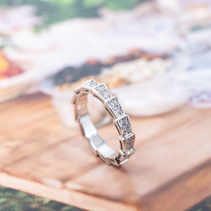 DIANA SERPENTI RING SILVER DIAMOND PAVED 3MM