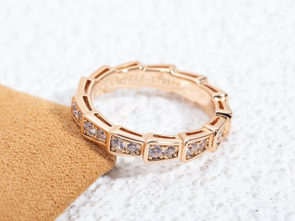 DIANA SERPENTI RING PINK GOLD DIAMOND PAVED 3MM
