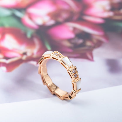 DIANA SERPENTI RING PINK GOLD DIAMOND MOP 3MM