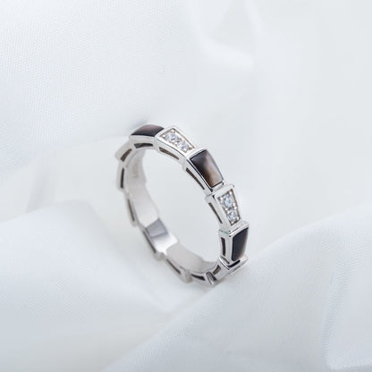 DIANA SERPENTI RING SILVER  DIAMOND BLACK MOP 3MM