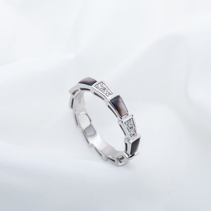 DIANA SERPENTI RING SILVER  DIAMOND BLACK MOP 3MM