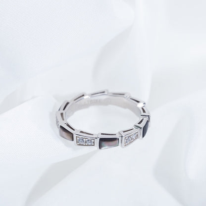 DIANA SERPENTI RING SILVER  DIAMOND BLACK MOP 3MM