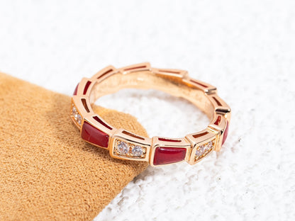 DIANA SERPENTI RING PINK GOLD CARNELIAN DIAMOND 3MM