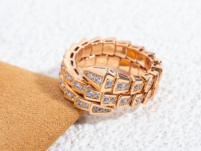 DIANA SERPENTI RING PINK GOLD DIAMOND DOUBLE ROW