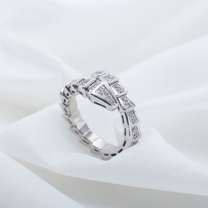 DIANA SERPENTI RING SILVER DIAMOND PAVED 4MM
