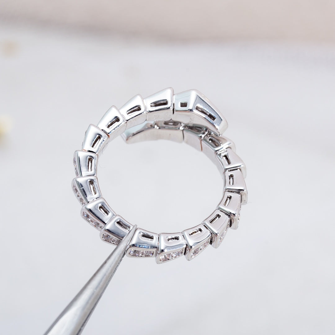 DIANA SERPENTI RING SILVER DIAMOND PAVED 4MM