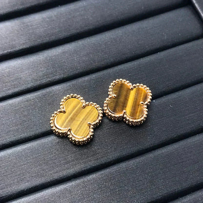 CLOVER MEDIUM 1 MOTIFS TIGER EYE EARRINGS