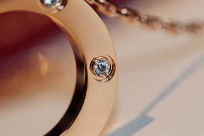 DIANA LOVE NECKLACE 16MM 6 DIAMONDS PINK GOLD