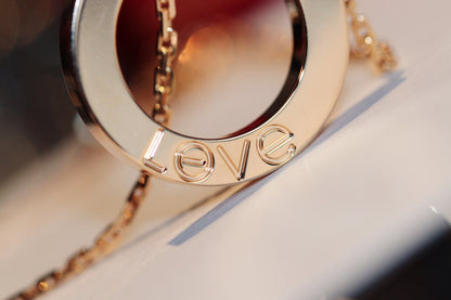 DIANA LOVE NECKLACE 16MM 6 DIAMONDS PINK GOLD