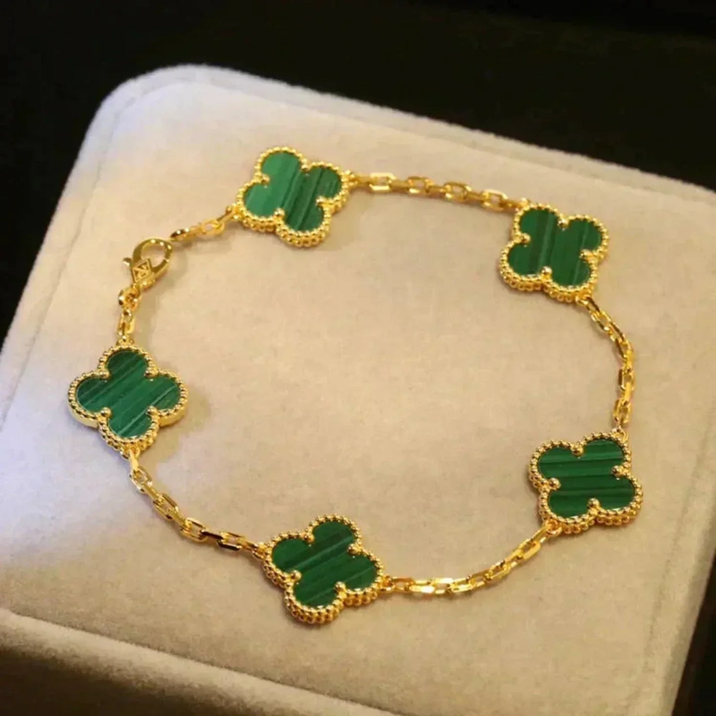 DIANA CLOVER 5 MOTIFS MALACHITE BRACELET