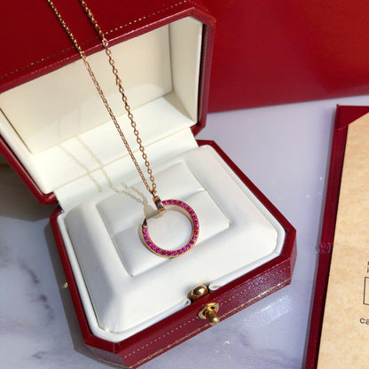 DIANA JUSTE NECKLACE PINK GOLD RED DIAMONDS