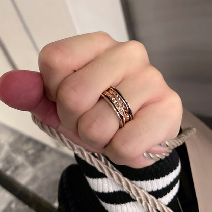 DIANA ZERO 1 GOLD BLACK CERAMIC RING