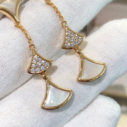 DIANA DREAM EARRINGS 3 MOTIFS DIAMOND MOP PINK GOLD