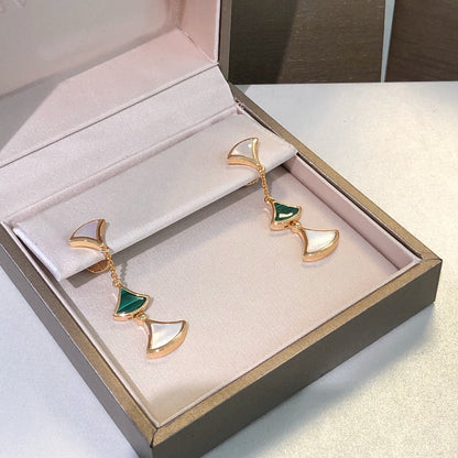 DIANA DREAM EARRINGS 3 MOTIFS MALACHITE MOP PINK GOLD
