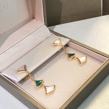 DIANA DREAM EARRINGS 3 MOTIFS MALACHITE MOP PINK GOLD