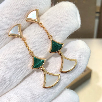DIANA DREAM EARRINGS 3 MOTIFS MALACHITE MOP PINK GOLD
