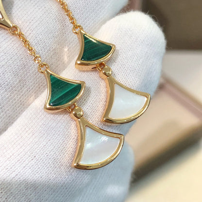 DIANA DREAM EARRINGS 3 MOTIFS MALACHITE MOP PINK GOLD