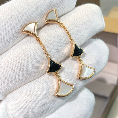 DIANA DREAM EARRINGS 3 MOTIFS ONYX MOP PINK GOLD