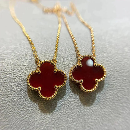 DIANA CLOVER 15MM CARNELIAN SINGLE FLOWER NECKLACE