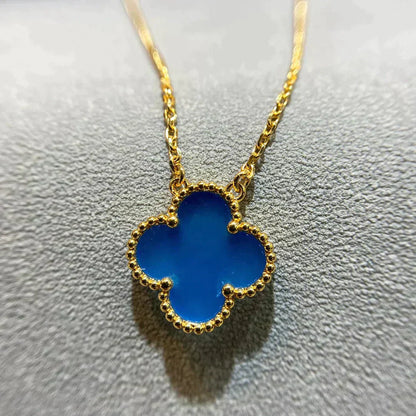 DIANA CLOVER 15MM BLUE AGATE NECKLACE
