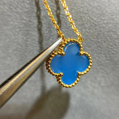DIANA CLOVER 15MM BLUE AGATE NECKLACE