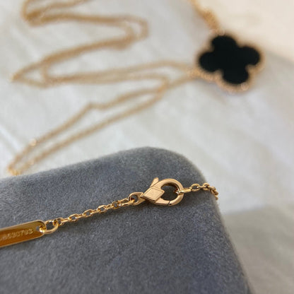 DIANA CLOVER 25MM NECKLACE GOLD ONYX