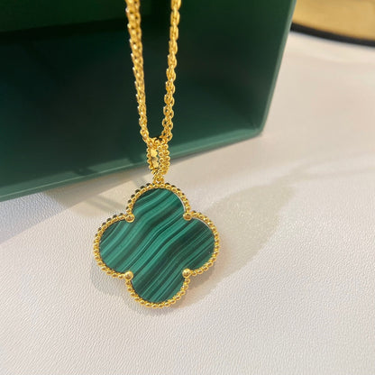 Collier en or et malachite Diana Clover 25 mm